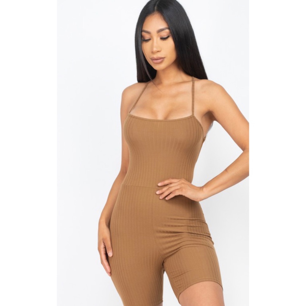No Short Cuts Romper- Tan